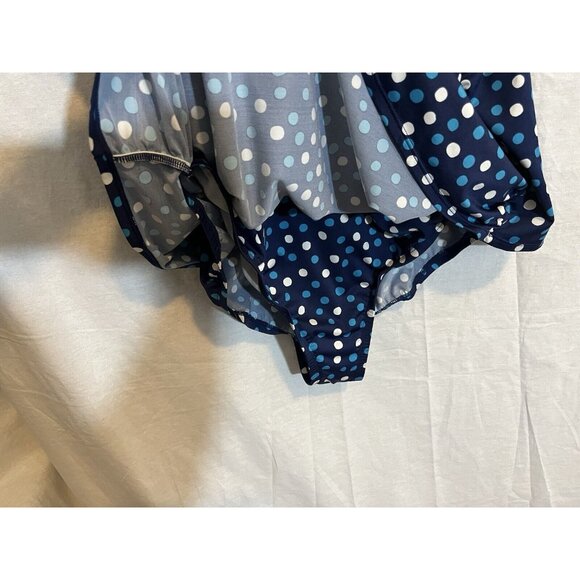 Merona 24W Blue Polka Dot One Piece Swimsuit - Picture 3 of 7